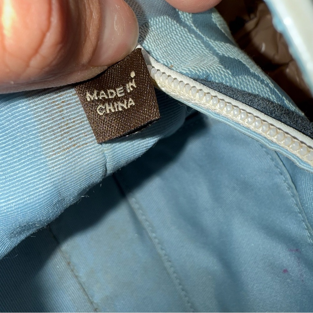 *RARE* Coach Denim Wave Patchwork Demi Bag Suede Light Blue Handbag Y2K - Picture 8 of 8